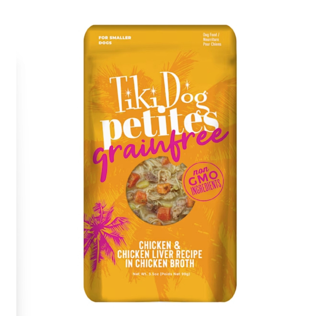 •Cat House•💥อาหารสุนัข💥 Tiki Dog Petites รสไก่และตับไก่ในน้ำซุป ขนาด 99g