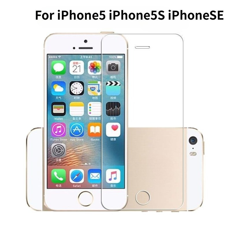 กระจกนิรภัยป้องกันหน้าจอสําหรับ Apple iPhone 5 5S SE 2016 โทรศัพท์ด้านหน้า + ด้านหลังฟิล์มแก้วกันน้ํ