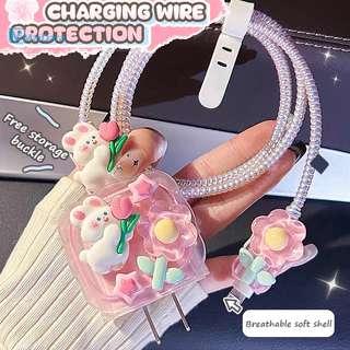 【ส่งจากไทย มาใหม่ 1ชุด 5ชิ้น】เคส สำหรับ ไอโฟน Apple Power Adapter 18W/20Wเคสป้องกันสายชาร์จลายการ์ตูน เคสป้องกันสายชาร์จ