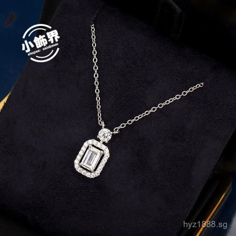 สร้อยคอลูกบาศก์น้ำตาลดีไซน์เฉพาะสำหรับผู้หญิง ตกแต่งด้วยโซ่กระดูกและเพชรฝังทรงสี่เหลี่ยม พร้อมความหร