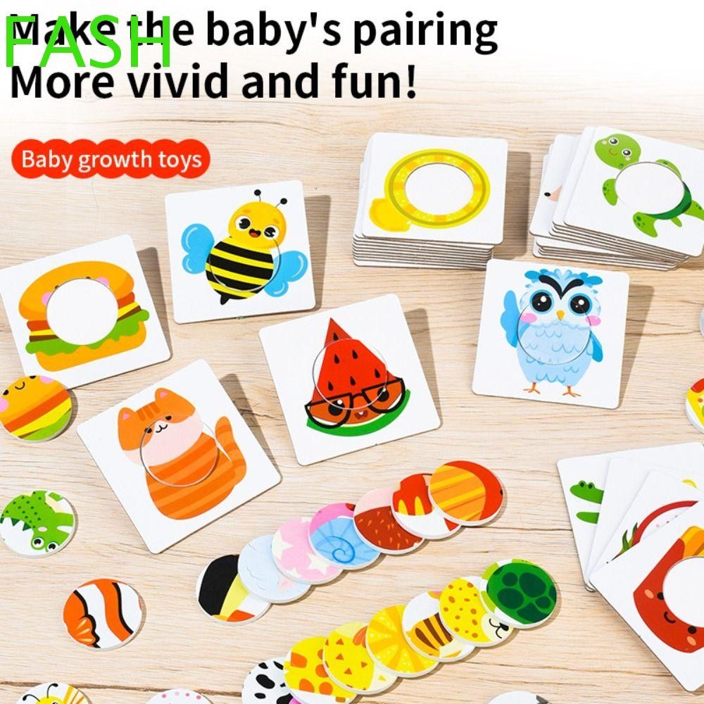 FASH เด็กไม้จับคู่ของเล่น,สัตว์รูปแบบ Montessori 3D ปริศนาเกมกระดาน,ของเล่นการเรียนรู้การศึกษา DIY ก
