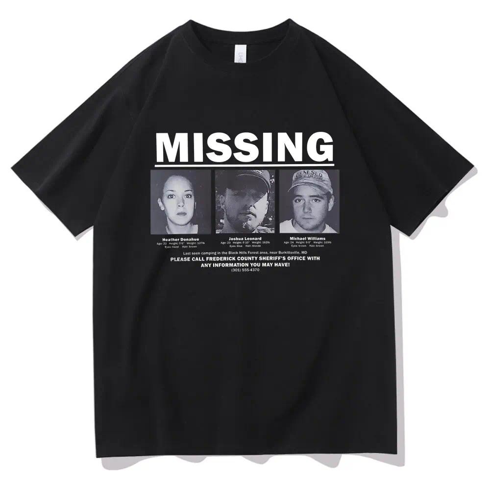 Suspense Horror Movie The Blair Witch Project Missing Mugshot Tshirt Men Women Fashion Vintage T-shi