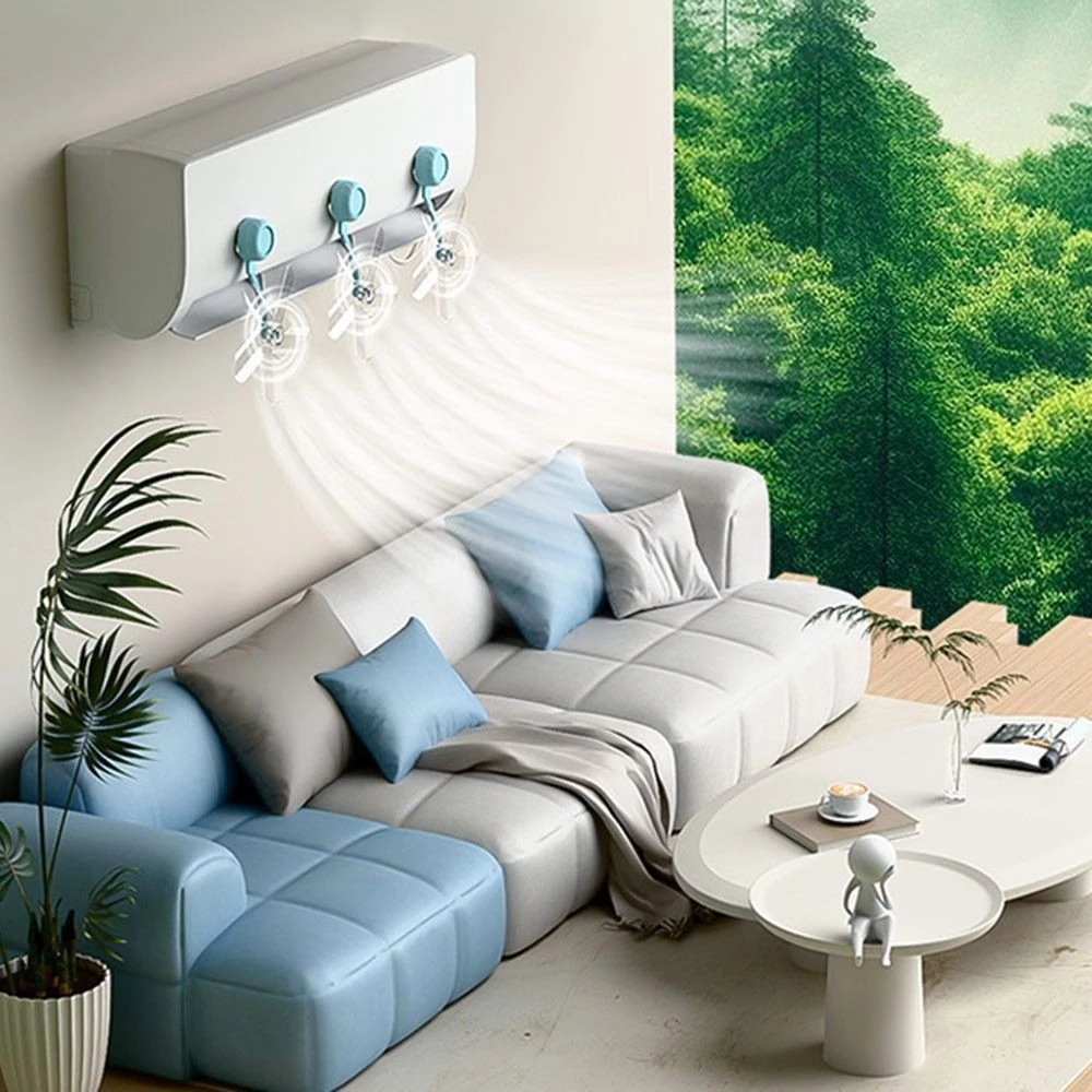 3 ชิ้น Conditioning Guide Fan, ติดผนังป้องกันการเป่าโดยตรงเครื่องปรับอากาศ Ventilator, Windmill Shaped Silent Air