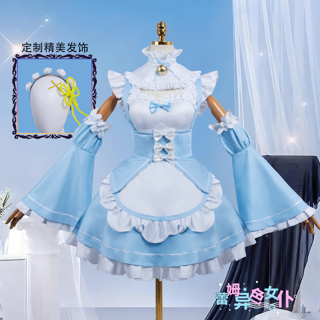 Re Life In A Different World From Zero สีสัน Cat Ear Rem Maid Cos ชุดอะนิเมะ Rem ชุดคอสเพลย์