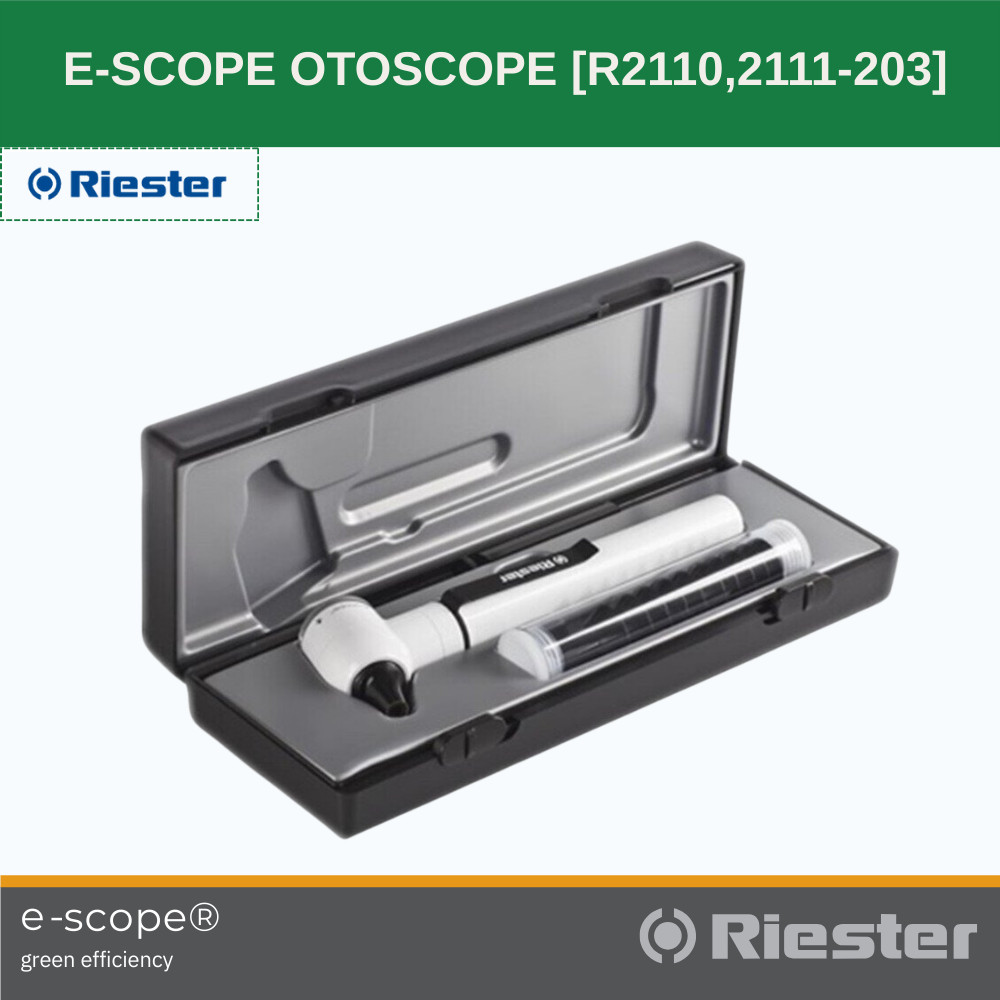 Riester ชุดอุปกรณ์สำหรับส่องตรวจหู แบบพกพา รุ่น e-scope F.O. Otoscope, LED3.7V (R2110,2111-203) [รับ
