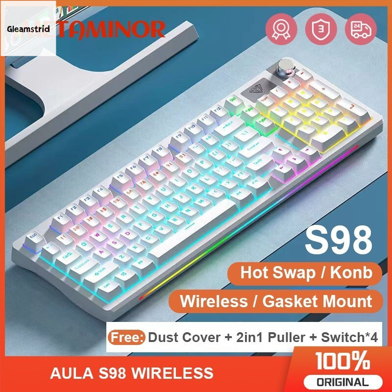 Gleamstrid Aula S98 Mechanical Gaming Keyboard Hot Swap คีย์บอร์ดแบบกําหนดเองพร้อมลูกบิด