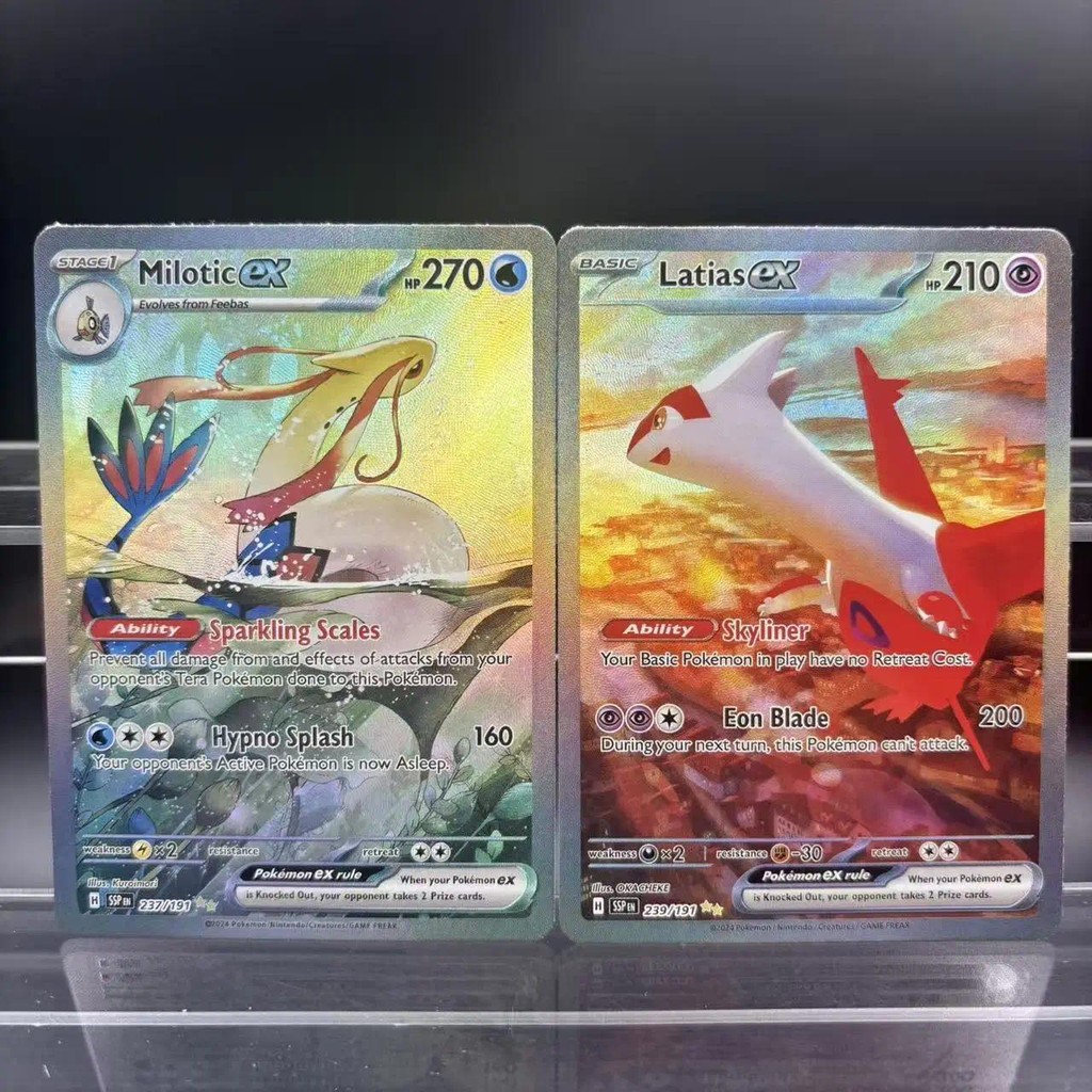 DIY PTCG คอลเลกชันการ์ด Milotic Latias ex EN Self Made การ์ดเดี่ยวเกมคลาสสิกอะนิเมะการ์ดของเล่น