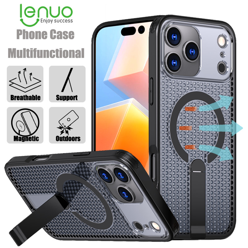 Lenuo แม่เหล็ก Breathable เคสโทรศัพท์สําหรับ iPhone 17e 17 16 15 14 13 12 Pro Max Air 16E XR iPhone 11 กรณียางนุ่ม TPU PC ปกหลังกลางแจ้ง Shock Resistance