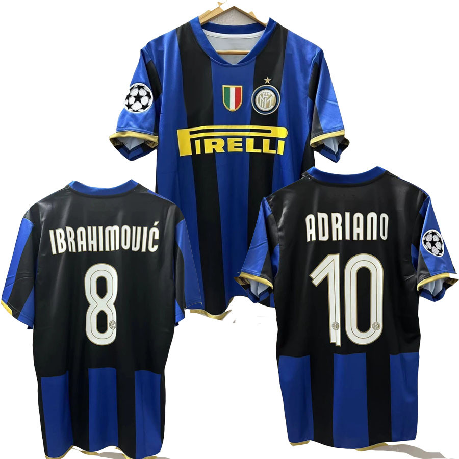 S-XXL Inter Milano Retro Jersey ผู้เล่น IBRAHIMOVIC & ADRIANO คุณภาพสูง