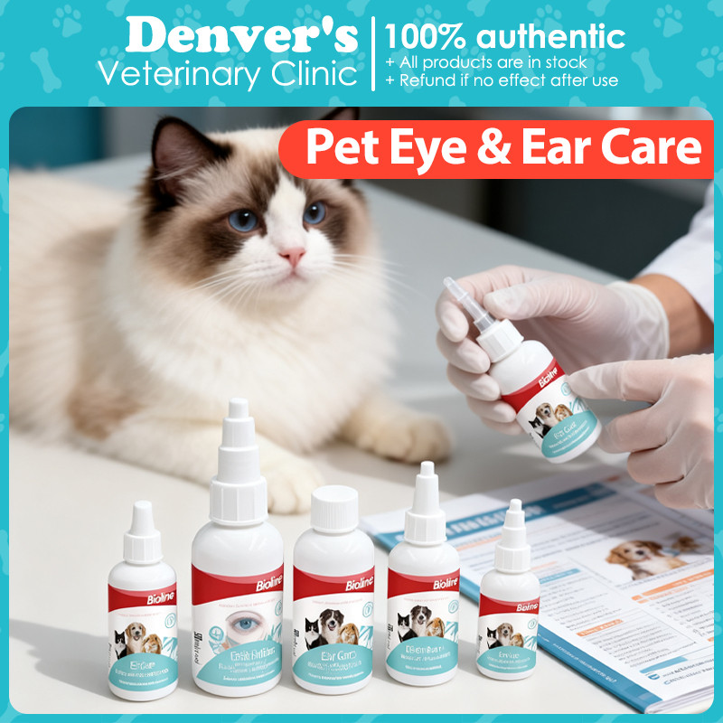BIOLINE Daily Grooming Kit for Dogs & Cats Pet Eye Stain Remover 50ml,ทําความสะอาดหูหยด 50ml, น้ํามั