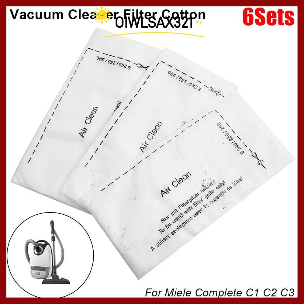 OIWLSAX321 6 ชุดเครื่องดูดฝุ่น,ท่อไอเสีย Air Clean กรองผ้าฝ้าย,ทนทาน Pack อะไหล่สําหรับ Miele Comple