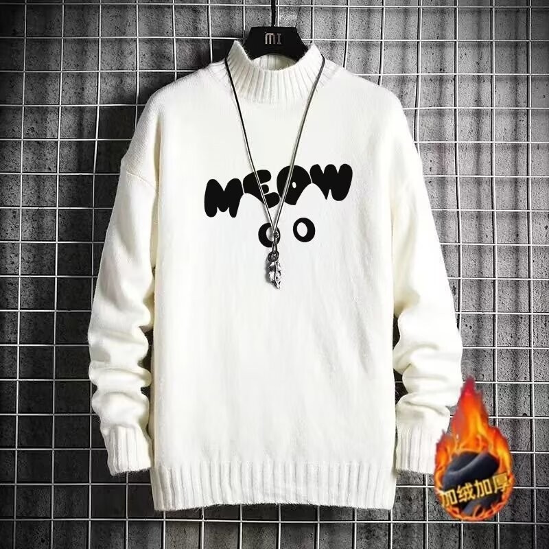 2025 NEW Soft and Fluffy Sweater for Men, Autumn and Winter Fleece Lined Trendy Base Knitwear, New 2