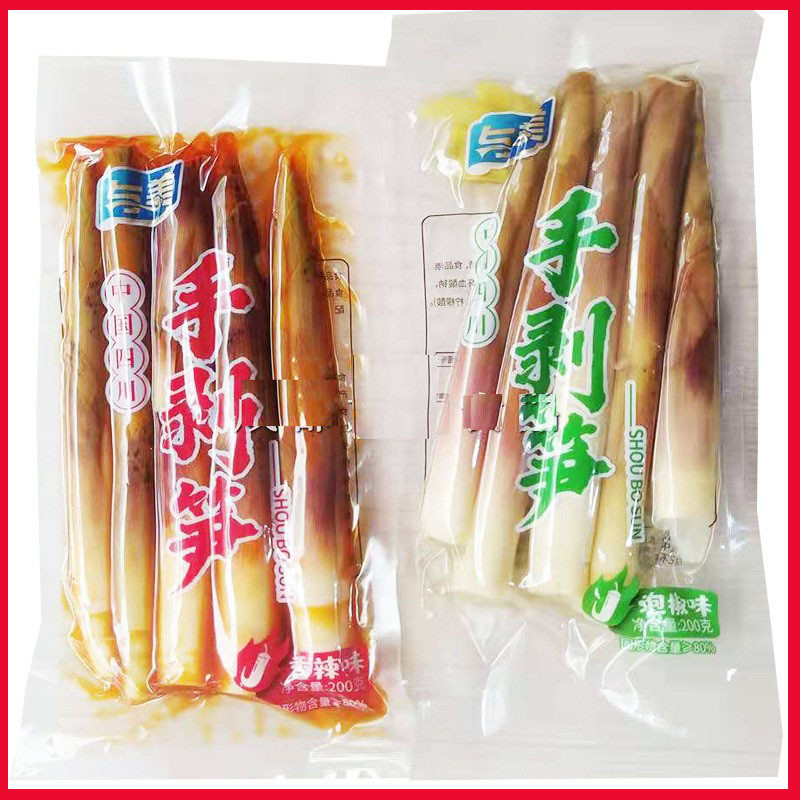 ขนมขบเคี้ยวที่มีหน่อไม้ปอกมือที่สวยงาม200กรัม/แพ็คพริกไทยดองรสเผ็ดรสหน่อไม้ปอกเปลือกด้วยมือข้าวคมขนม