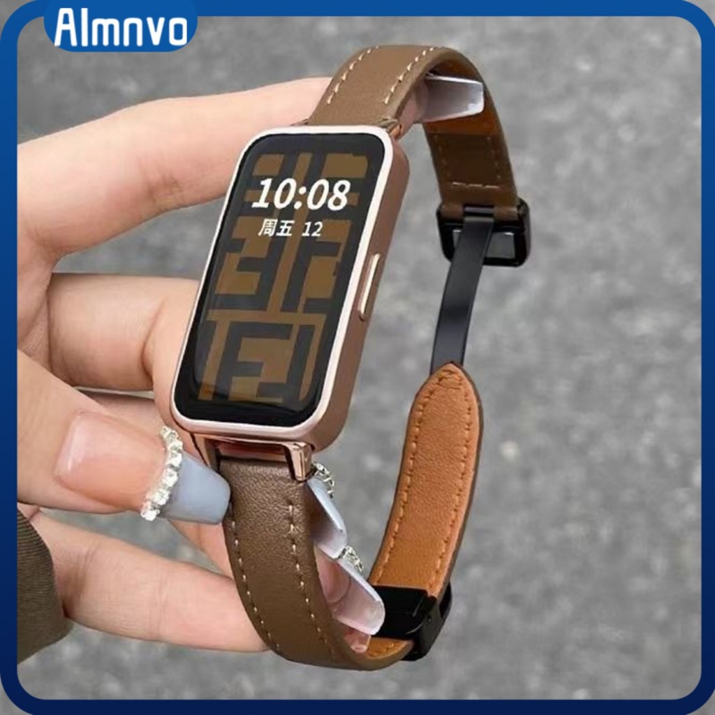 สายหนังกีฬาอ่อนสำหรับ for Smartwatch Huawei Band 11 11 Pro 10 9 8 NFC สายรัดข้อมือเปลี่ยนสายรัดข้อมือแม่เหล็ก