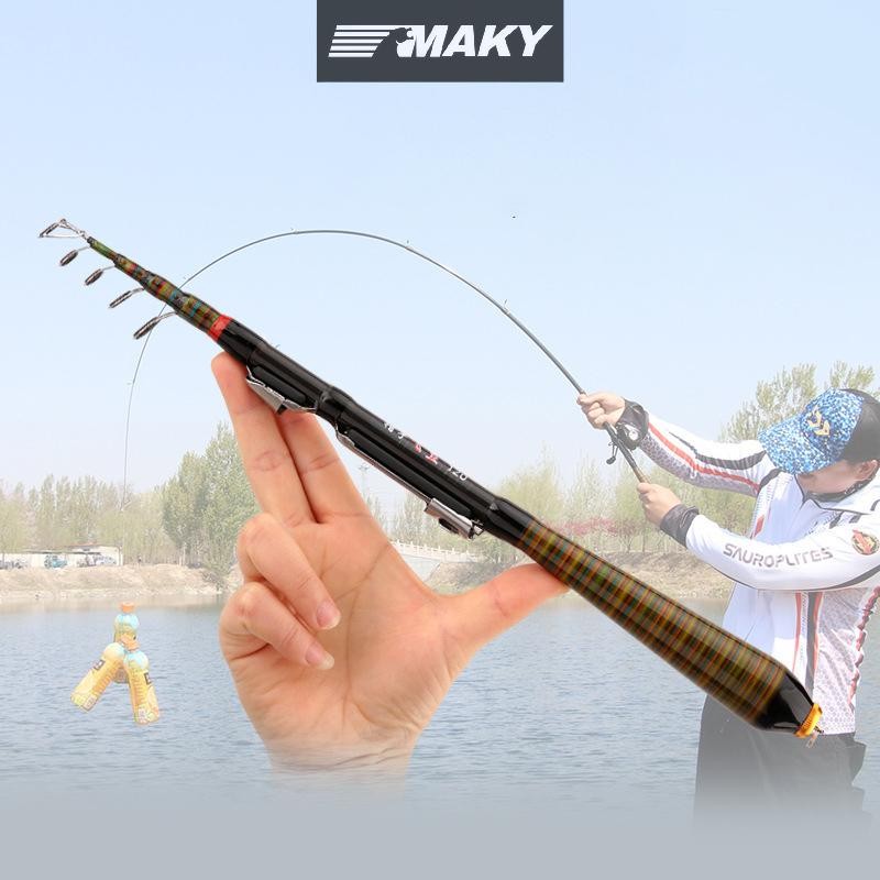 LLPH 1.2m-2.4MแบบพกพาTelescopic Fishing Rod Flyปลาคาร์พตกปลาคาร์บอนไฟเบอร์Rock Travel Jig Rod LLP
