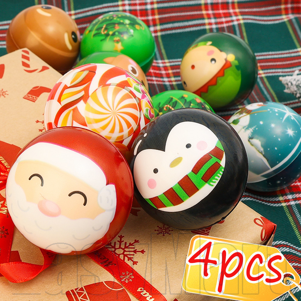 ลูกบอลบีบความเครียดคริสต์มาสโพลียูรีเทน | 1/2/4ชิ้นทนทาน6.3เซนติเมตรโฟมของเล่นสําหรับปล่อยความดัน,นุ่มสีสุ่มตกแต่งของขวัญสําหรับเด็กและผู้ใหญ่