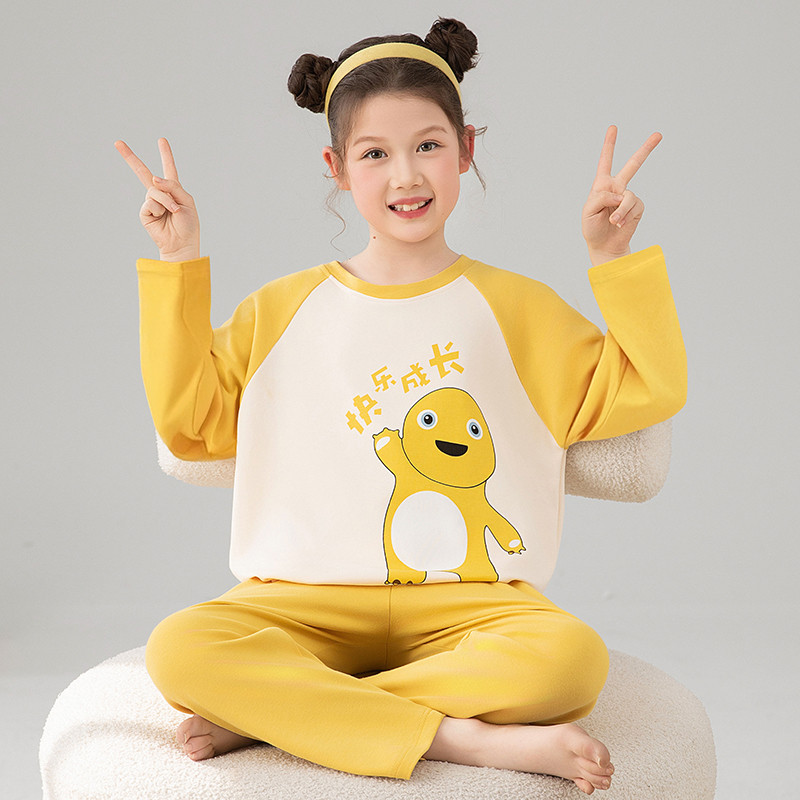 ชุดนอนเด็กแขนแร็กแลน แบบสองชิ้น แขนยาว สบายๆ สำหรับวัยหัดเดิน - รูปที่ 3