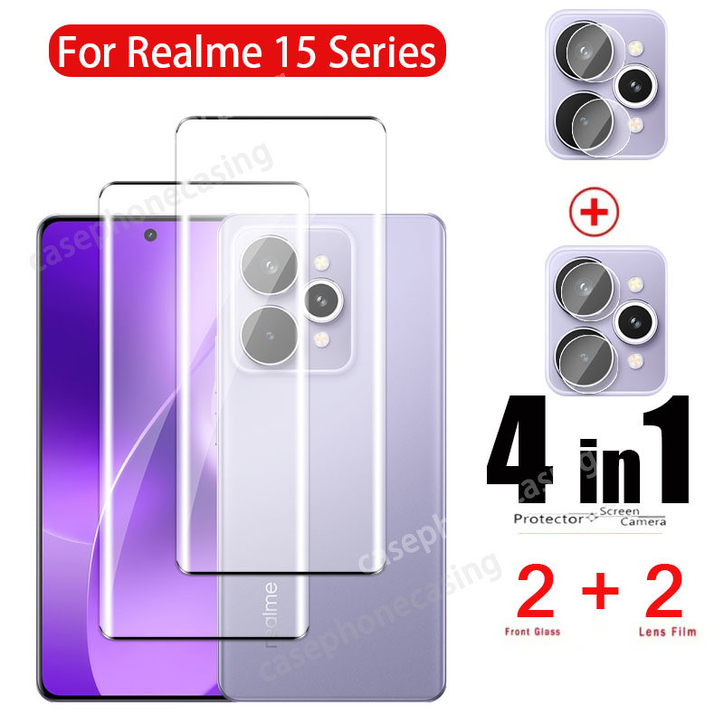 ป้องกันหน้าจอสําหรับRealme 15 Pro Realme15Pro 5G 2025 โค้งป้องกันรอยขีดข่วน 9Hความแข็งScratchคลุมทั้งหมดกระจกนิรภัยHD Clearดูฟิล์ม