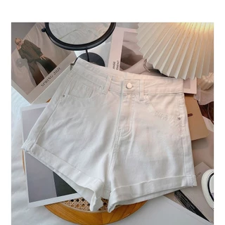 Hotgirl พร้อมส่ง ผู้หญิงเกาหลีกางเกงยีนส์ขาสั้น กางเกงยีนส์ขาสั้นเอวสูง S-XL สีพื้น ทรงสลิมฟิตพื้นฐาน แฟชั่นสไตล์แคชชวล