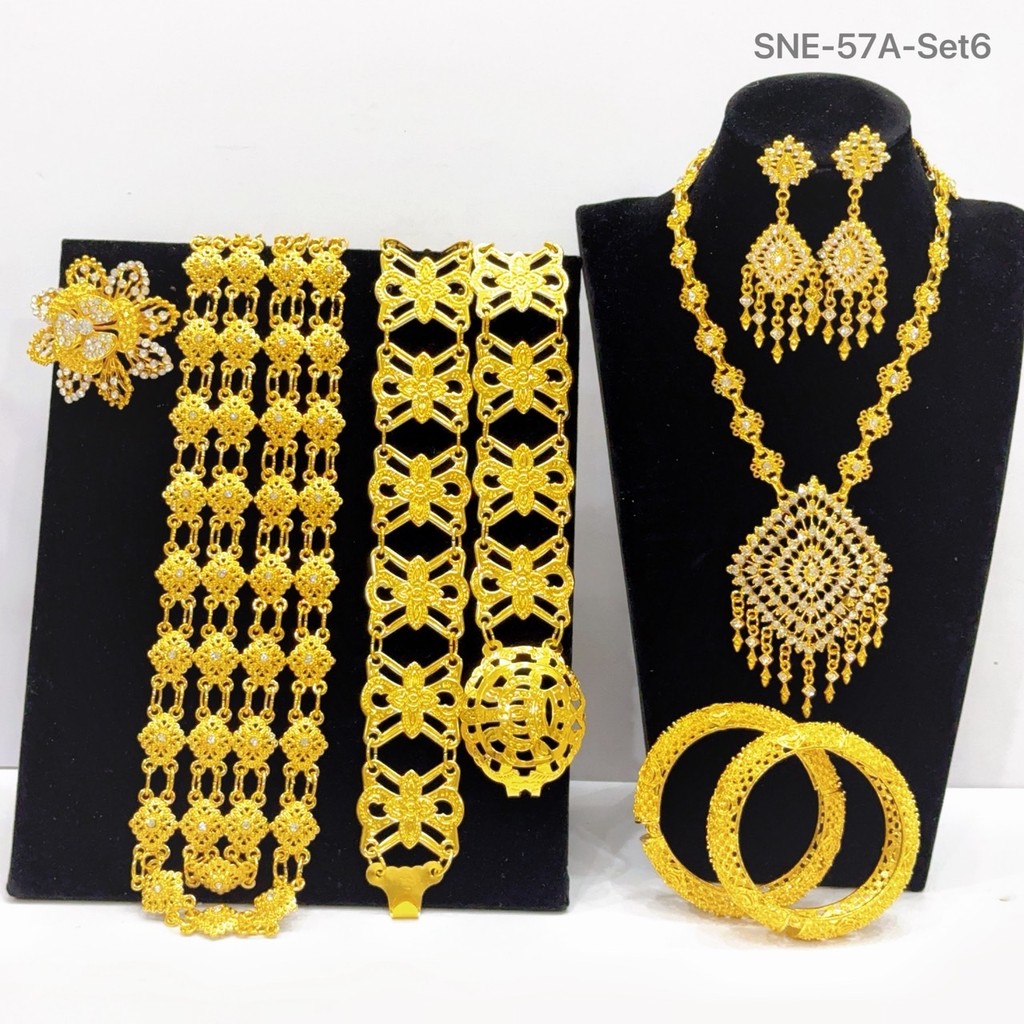 ชุดสร้อยสีทอง เซ็ทเครื่องประดับ สังวาลย์ เข็มขัด สวมใส่ประดับชุดไทยและนางรำ เทศกาลลอยกระทง