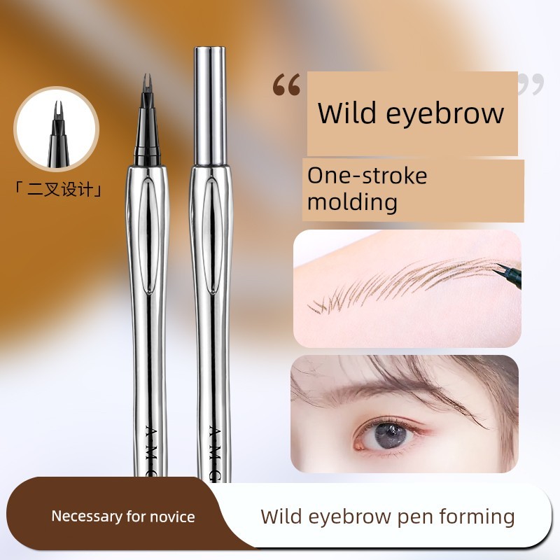 คิ้ว ดินสอเขียนคิ้วกันน้ำ AMG ดินสอเขียนคิ้วสองโพรงกันน้ํากันเหงื่อธรรมชาติสามมิติอายไลเนอร์คิ้วป่า 