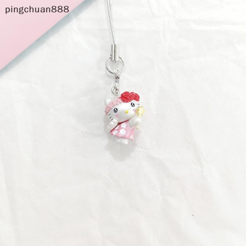 Pingchuan888 กระต่าย Hello Kitty พวงกุญแจ Sanrio KT Cat Charm จี้พวงกุญแจเครื่องประดับสําหรับสาวผู้ห