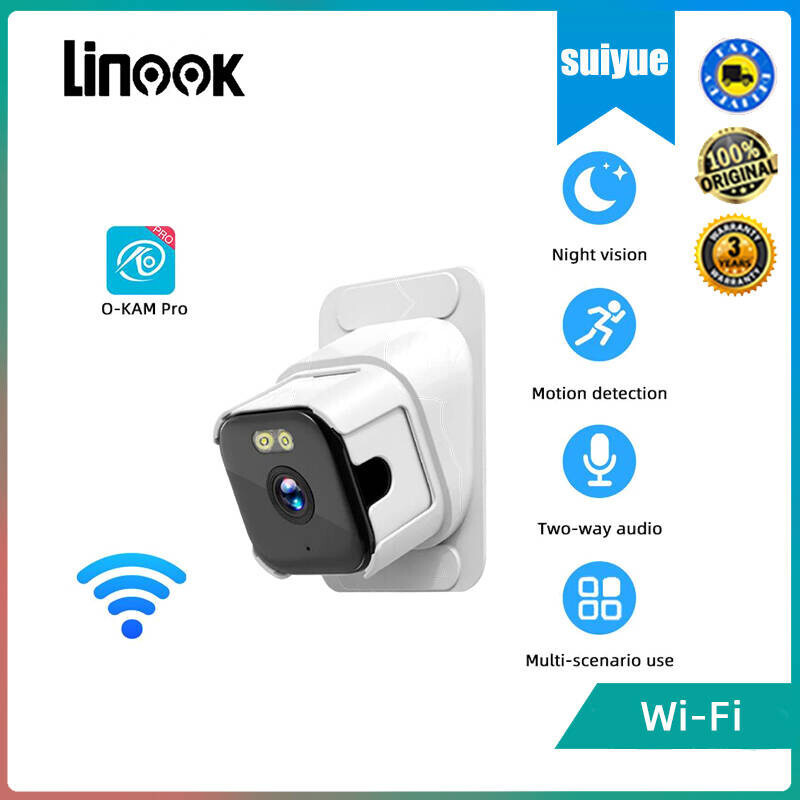 Linook กล้องวงจรปิด 2K 5MP พร้อมการตรวจจับการเคลื่อนไหว WiFi ในตัว IP66 กันน้ํา Twoway Talk