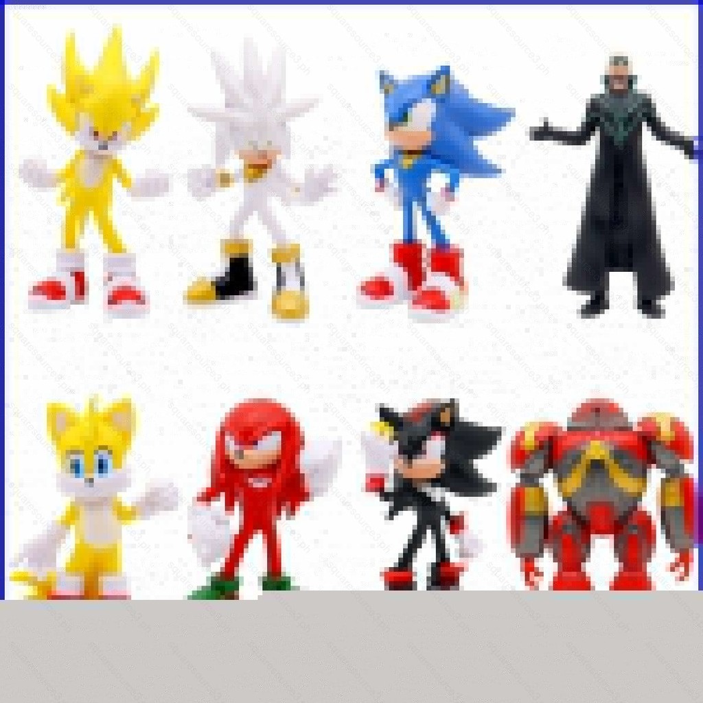 SQ3 8pcs Sonic the Hedgehog Action Figure หาง Amy Rose Knuckles the Echidna Shadow the Hedgehog ตุ๊ก