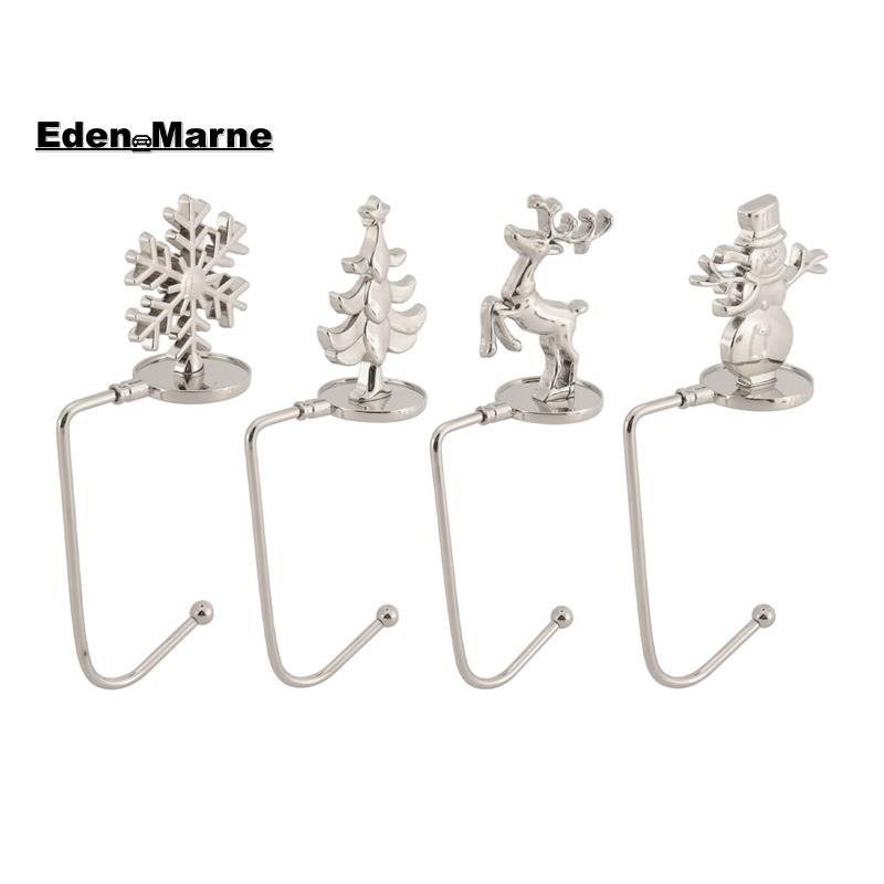 [Eden_Marner]ที่วางถุงน่องตกแต่งเกล็ดหิมะโลหะ 4 ชิ้น