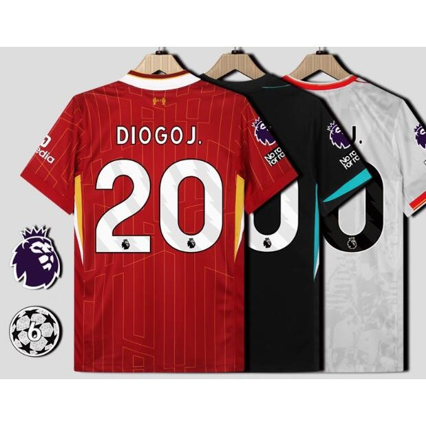 S-XXXXL Liverpool 24-25 ซีซั่น Diogo Jota เหย้า 20/เยือน/ที่สามสําหรับผู้ใหญ่เสื้อฟุตบอลแขนสั้นระบาย