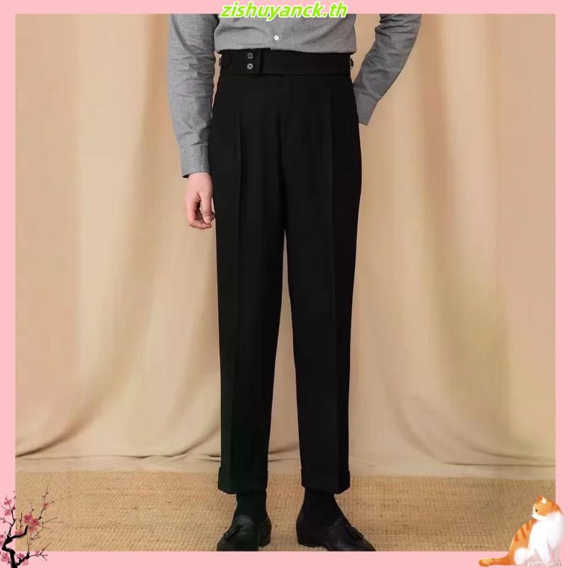 Meason gurkha pants ผู้ชาย สั่งตัด ไม่ต้องคาดเข็มขัด เอวปรับได้ เอวสูง ตรง ผ้าคุณภาพสูง TH-666