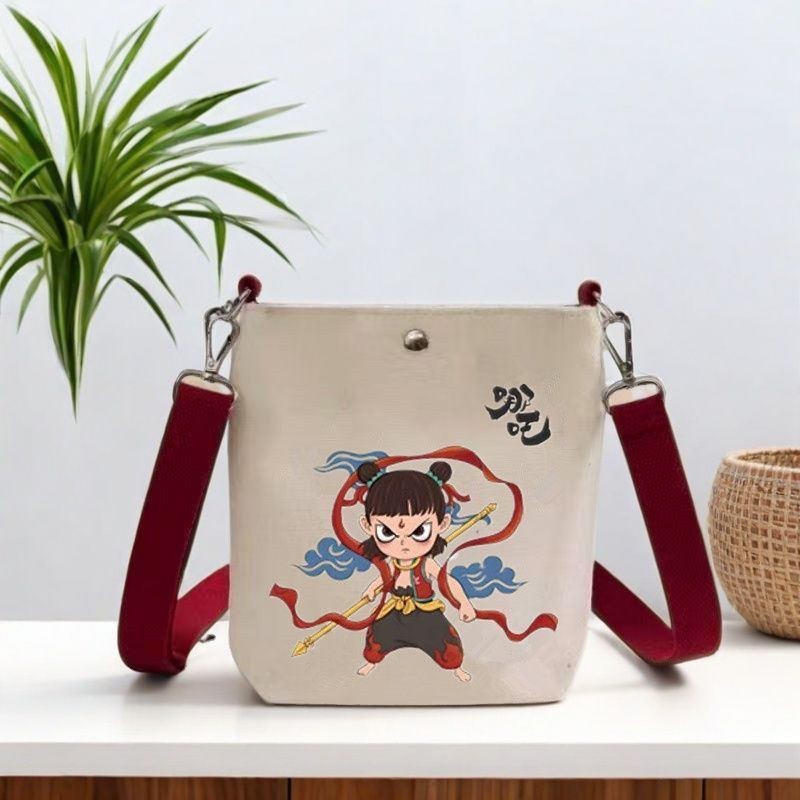 Premium Selection#Nezha The Demon Child - Nezha Ao Bing Canvas Bag High-Value Outdoor Single Shoulde