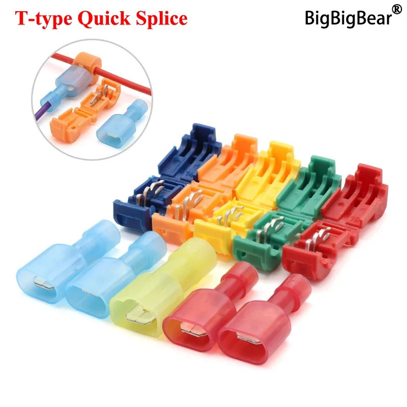 T รูปร่าง Quick Splice สายไฟตัวเชื่อมต่อ Crimp เทอร์มินัลบล็อกล็อคสําหรับ Sq 0.5-4 มม.22-17AWG/15-13