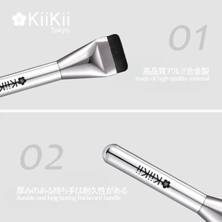 KiiKii Beauty แปรงรองพื้น แปรงปัดแก้ม Silver แบบแบน ขนแปรงนุ่ม ใช้งานง่าย สําหรับรองพื้นเนื้อครีม