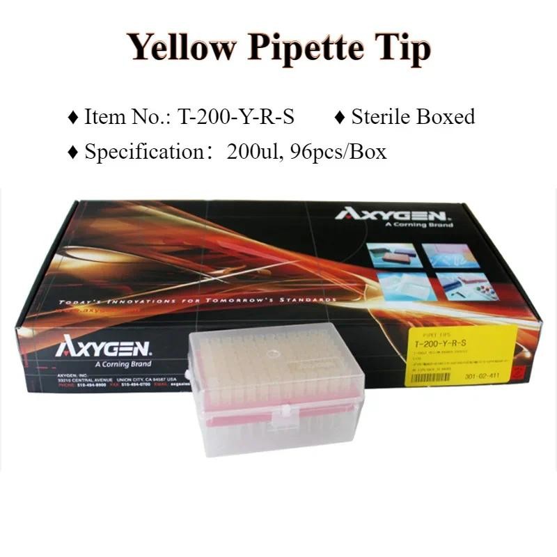 เคล็ดลับปิเปตชนิดบรรจุกล่อง Axygen ปราศจากเชื้อ ปลายสั้น 10ul T-200-YS 200ul เคล็ดลับสากลสีเหลือง