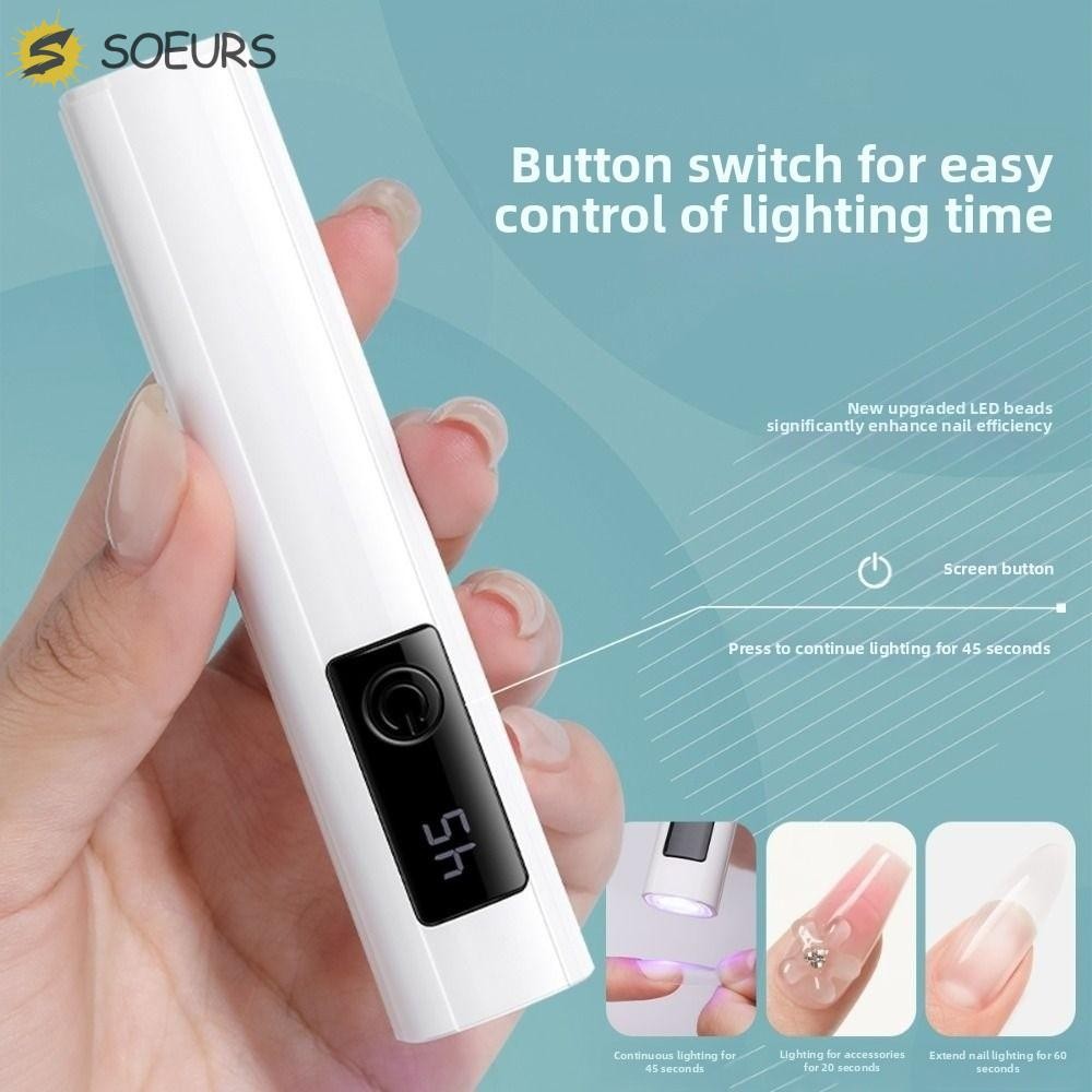 SOEURS โคมไฟเล็บ LED, 45s Timer Single Finger Mini Nail Dryer Light, Professional Digital Display Ha