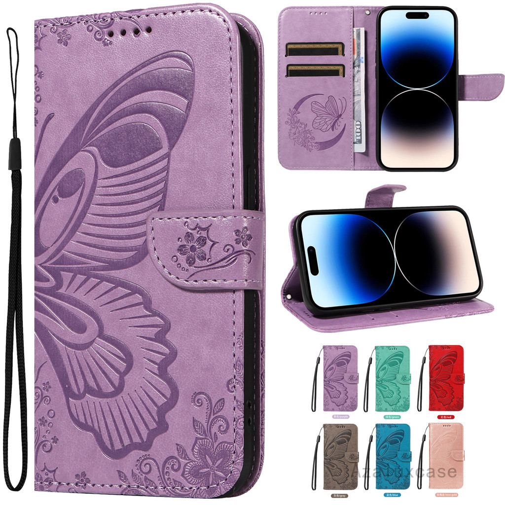 หรูหราสําหรับReame C61 C63 C65 C71 C75 GT 6 6T 12 14 14T 14X 15 60 Pro Plus 4G 5Gผีเสื้อกระเป๋าสตางค