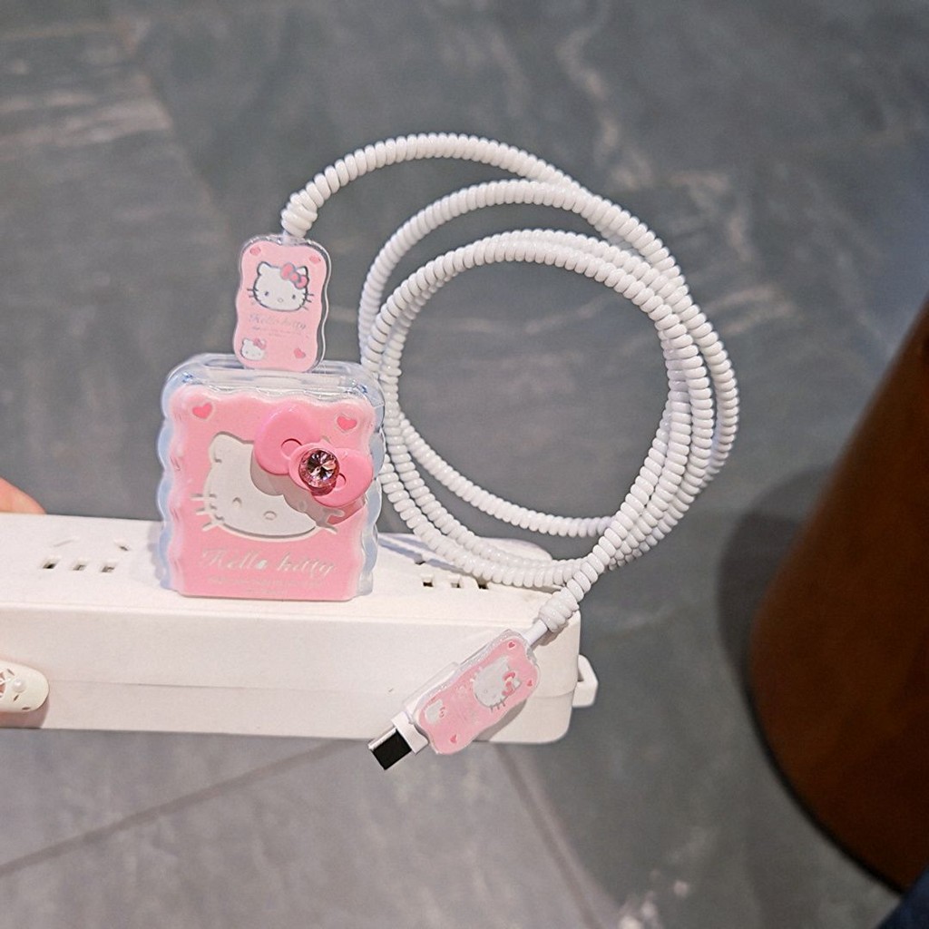 น่ารัก Hello Kitty Charger Protector ชาร์จโทรศัพท์สําหรับ iphone 11 12 13 Pro Max 18 W 20 W cable Pr