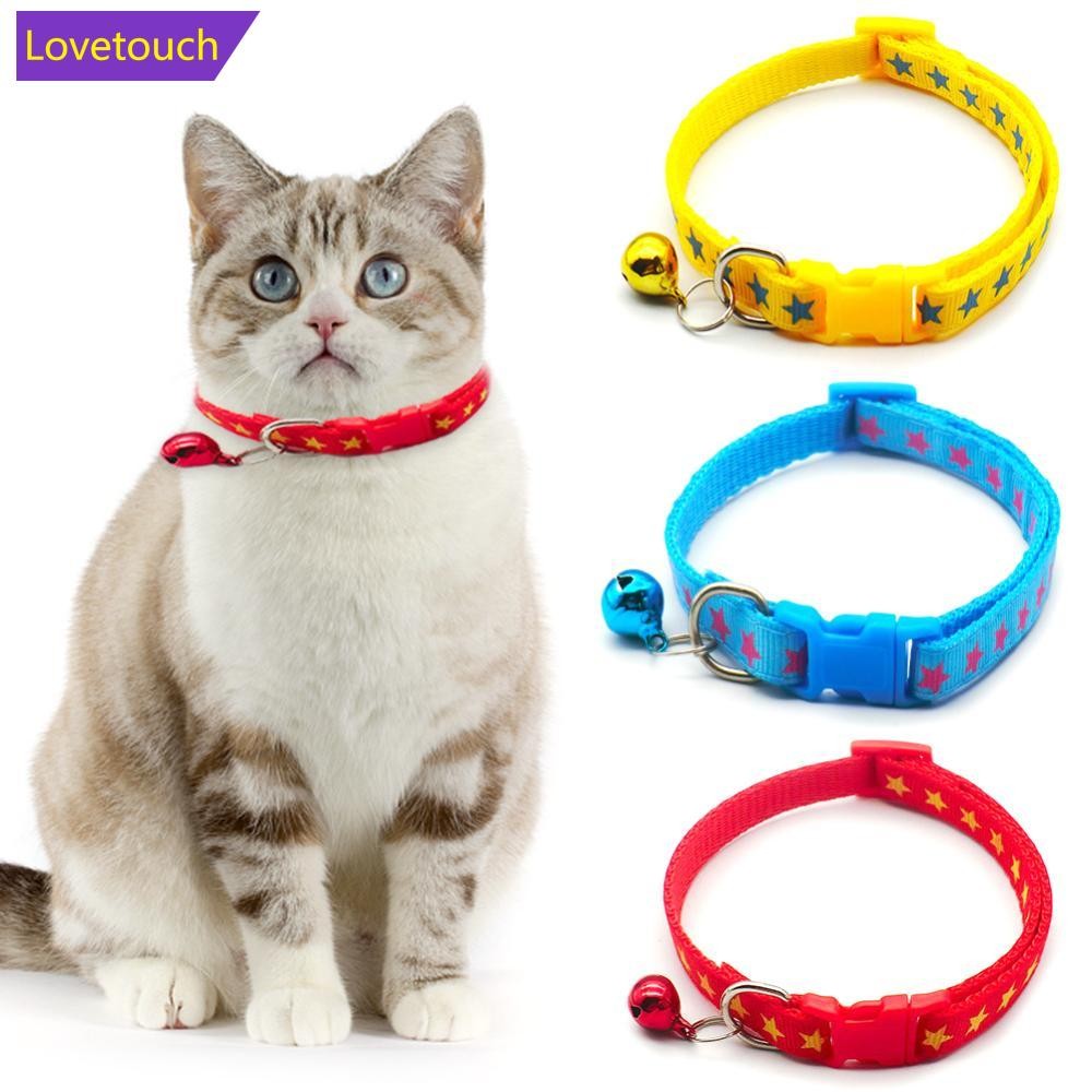 LOVETOUCH ปลอกคอแมวแบบปรับได้ Cat Star พิมพ์ Bell Collar สร้อยคอลูกแมวปลอกคอสัตว์เลี้ยงสําหรับสุนัขข