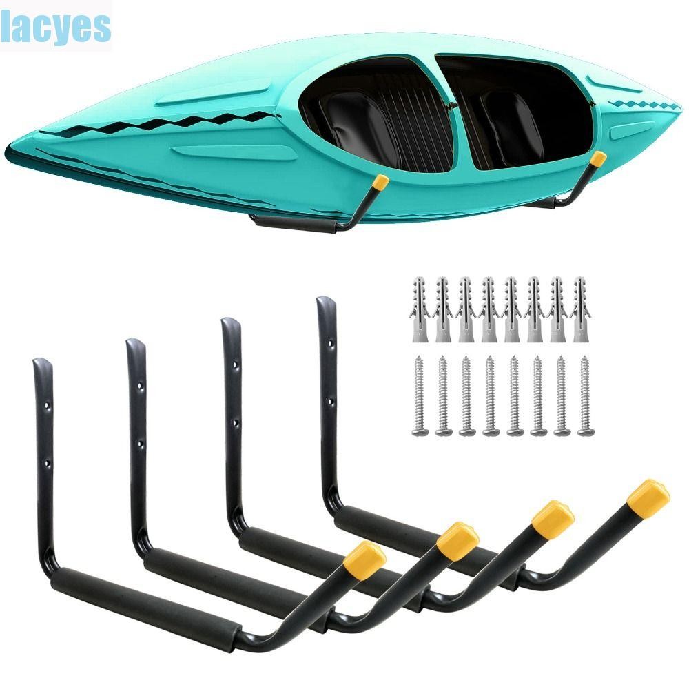 LACYES Kayak Rack, Heavy Duty Wall Mounted Kayak Hanger Tool Portable Bracket สีดําโรงรถ Kayak Stora