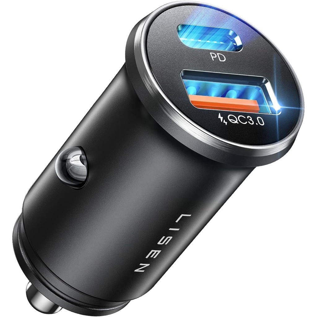 LISEN สําหรับ iPhone 17 Pro Max Car Charger, 54W โลหะผสมอะแดปเตอร์ไฟแช็ก, Dual Port 12V USB C Car Ch