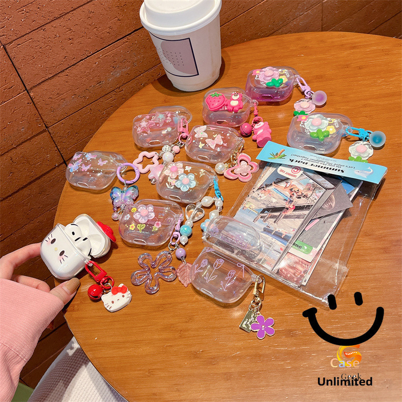 สําหรับ HOCO EW26 เคส Case เคสหูฟัง สีสันไล่ระดับสี DIY บุคลิกภาพแมวโบว์ดอกไม้