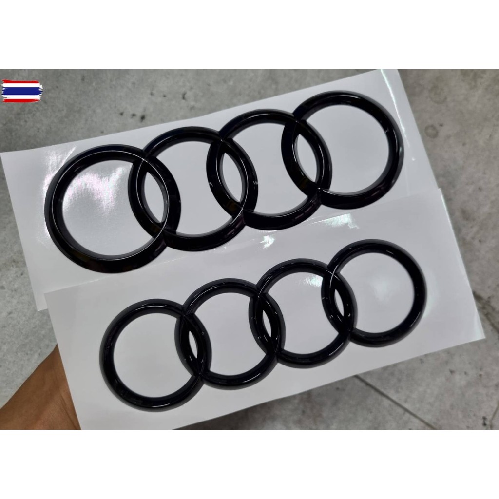 วัดก่อนสั่งซื้อ priceต่อ 1 ชิ้น โลโกออดี้ สีดำเงา AUDI black color logo emblem A3/A4/A5/A6/A7/TT/Q3/