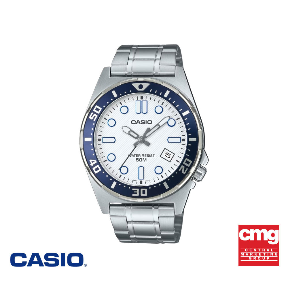 CASIO นาฬิกาข้อมือ CASIO รุ่น MTD-135D-7AVDF สายสแตนเลส สีขาว