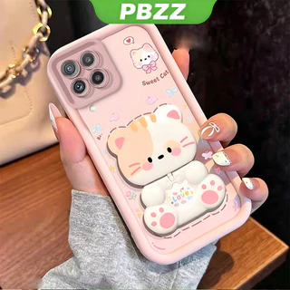 SAMSUNG เคสสําหรับSAMSUNG a12 a22 4g M12 5Gเคสโทรศัพท์Softcaseซิลิโคนกันกระแทกฝาครอบดีไซน์ใหม่ความงามพร้อมที่วาง360° กระจกแต่งหน้า แมวน่ารัก สําหรับเด็กผู้หญิง JTXMMZJ