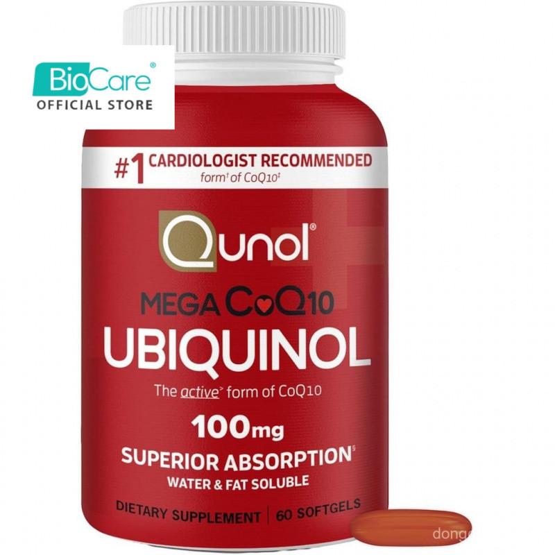 Qunol Ubiquinol CoQ10 100mg Softgels, Qunol Mega Ubiquinol 100mg - การดูดซึมที่เหนือกว่า - รูปแบบที่