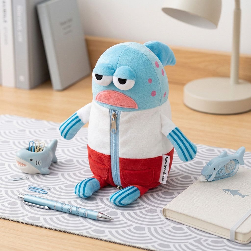 Meow House Meow Libiqibao Residents Dumb Fish Pencil Case ins ตุ๊กตาน่ารักการ์ตูนดินสอเครื่องเขียนกล