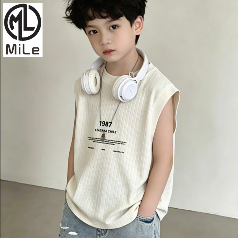 [ML] 80-180CM เด็กฤดูร้อนเวอร์ชั่นเกาหลีเสื้อกั๊กแขนกุด All-Match Big Kids Sleeve Top