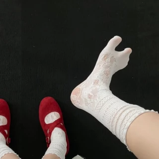 Tabi Summer Hollow Mesh Lace Fashion Split Toe Socks Women