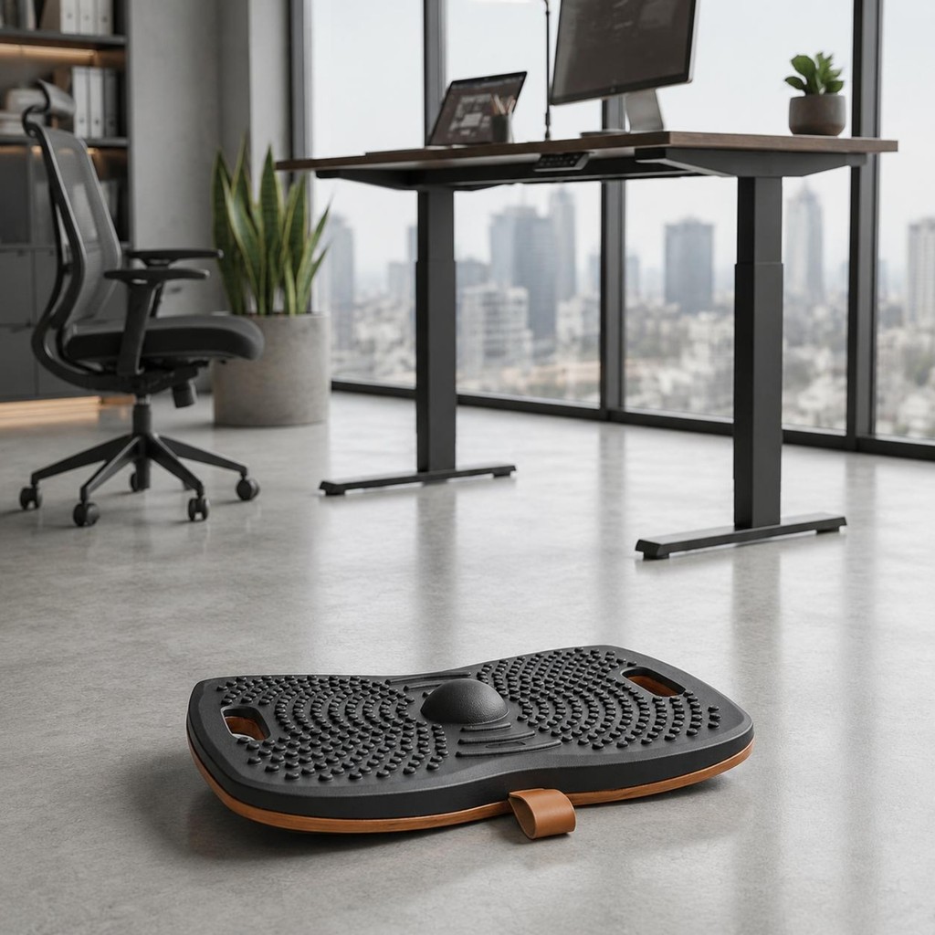 ไม้ Wobble BOARD ฐานไม้ Wobble Balance BOARD Ergonomic เท้า Rocker แบบพกพา Stain-Resistant